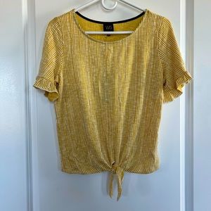 W5 Yellow Tie-Front Flutter Sleeve Tee